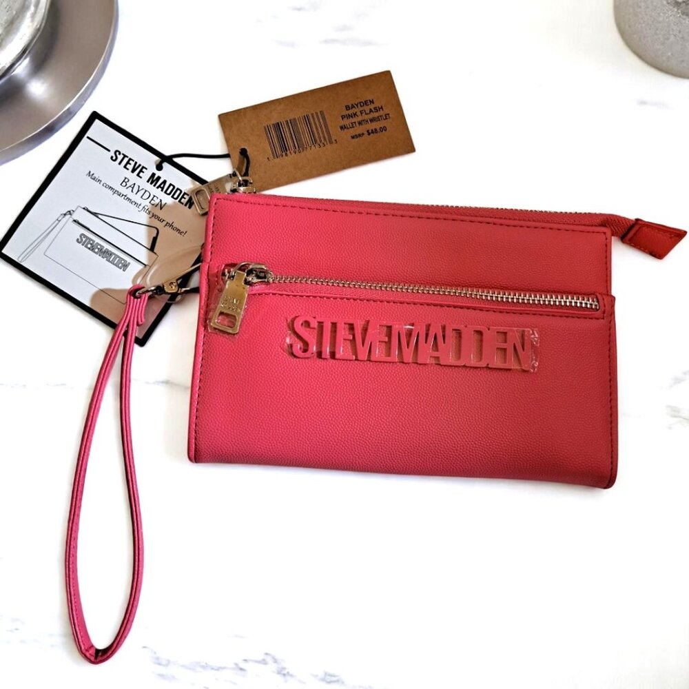Steve Madden Bayden Pink Flash Wallet with Wristlet NWT
